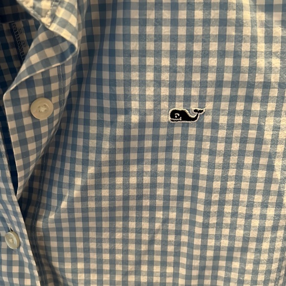NWOT Vineyard Vines gingham button down, 12, light blue/white - Picture 3 of 6